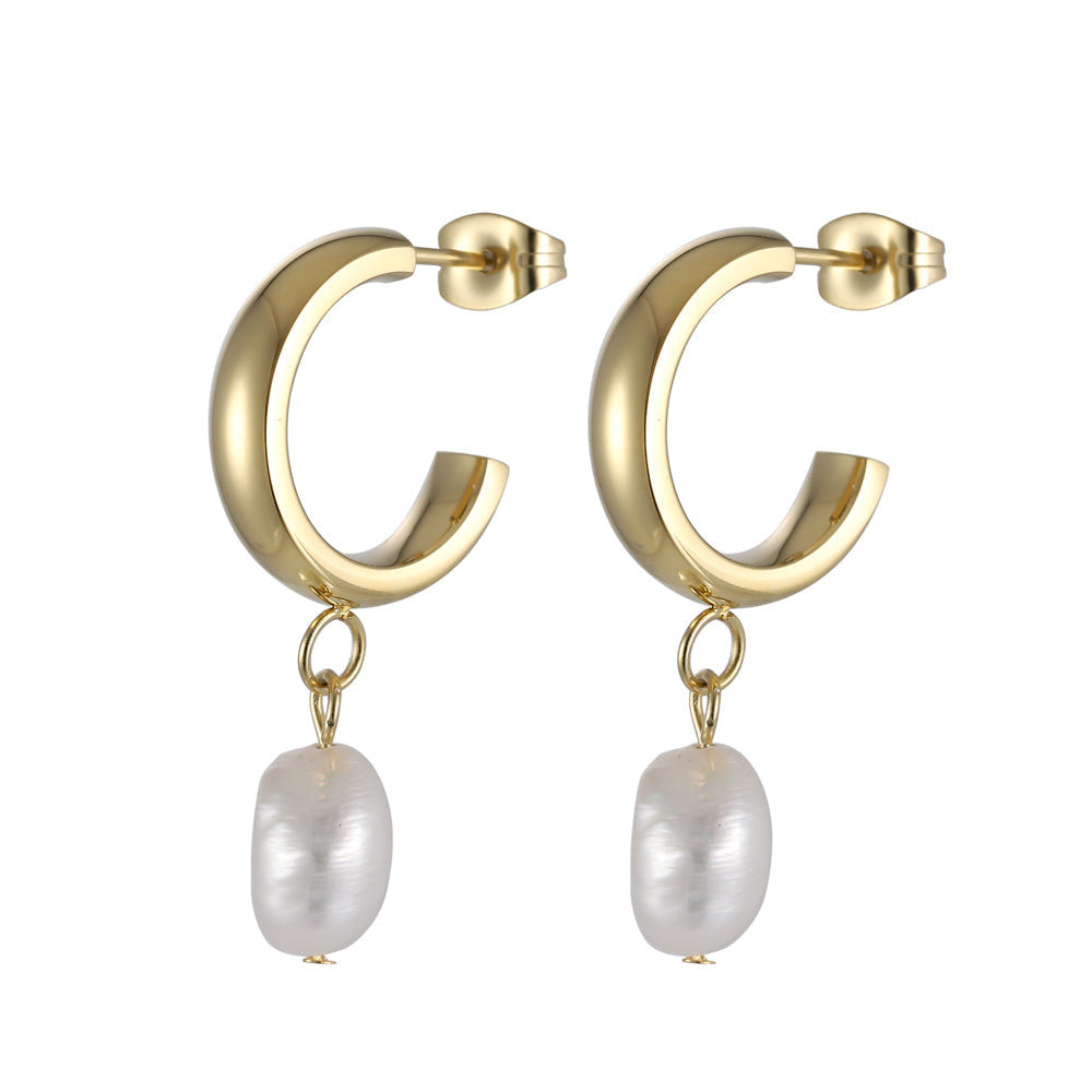 ESS721 STAINLESS STEEL EARRING WITH PEARL AAB CO..