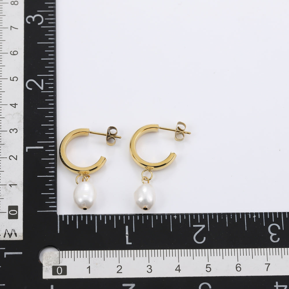 ESS721 STAINLESS STEEL EARRING WITH PEARL AAB CO..
