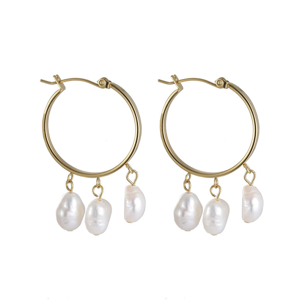 ESS722 STAINLESS STEEL EARRING WITH PEARL AAB CO..