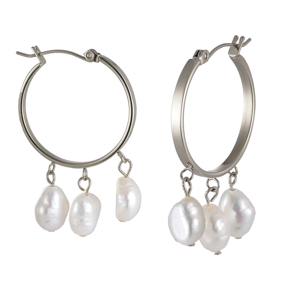 ESS722 STAINLESS STEEL EARRING WITH PEARL AAB CO..