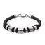 EXBR55 STAINLESS STEEL BEADS GENTLEMEN SILICON BRACELET AAB CO..