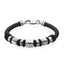 EXBR55 STAINLESS STEEL BEADS GENTLEMEN SILICON BRACELET