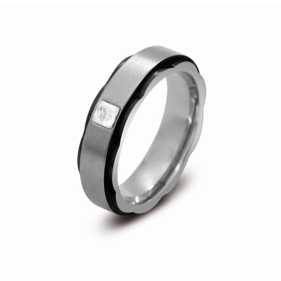 EXR120B STAINLESS STEEL RING WITH CZ AAB CO..
