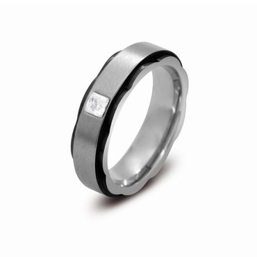 EXR120B STAINLESS STEEL RING WITH CZ AAB CO..