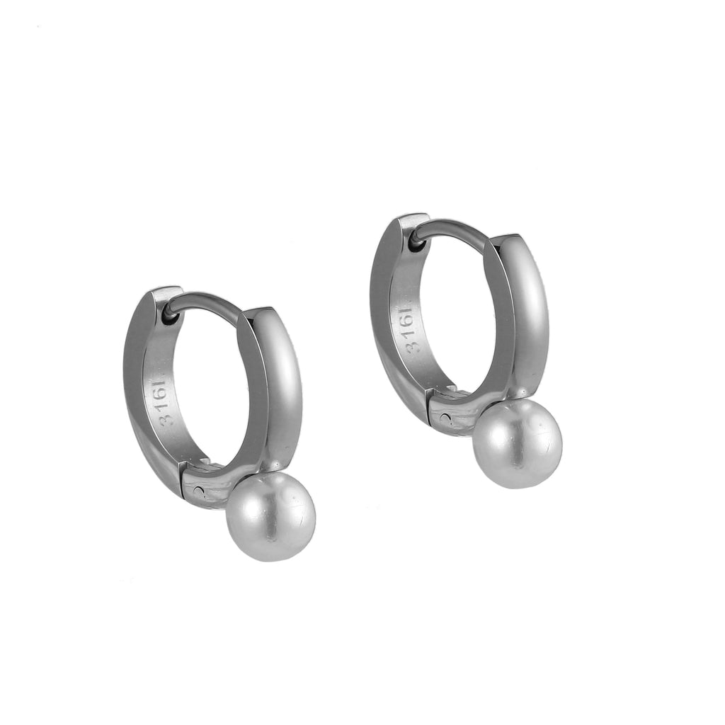 GESS269 STAINLESS STEEL EAR CUFF WITH PEARL AAB CO..