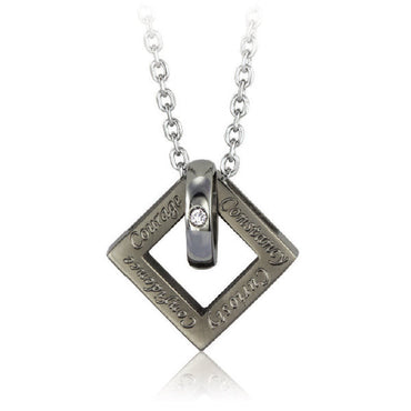 GPSS635 STAINLESS STEEL PENDANTCourage   Constancy  Confidence   Curiosity AAB CO..