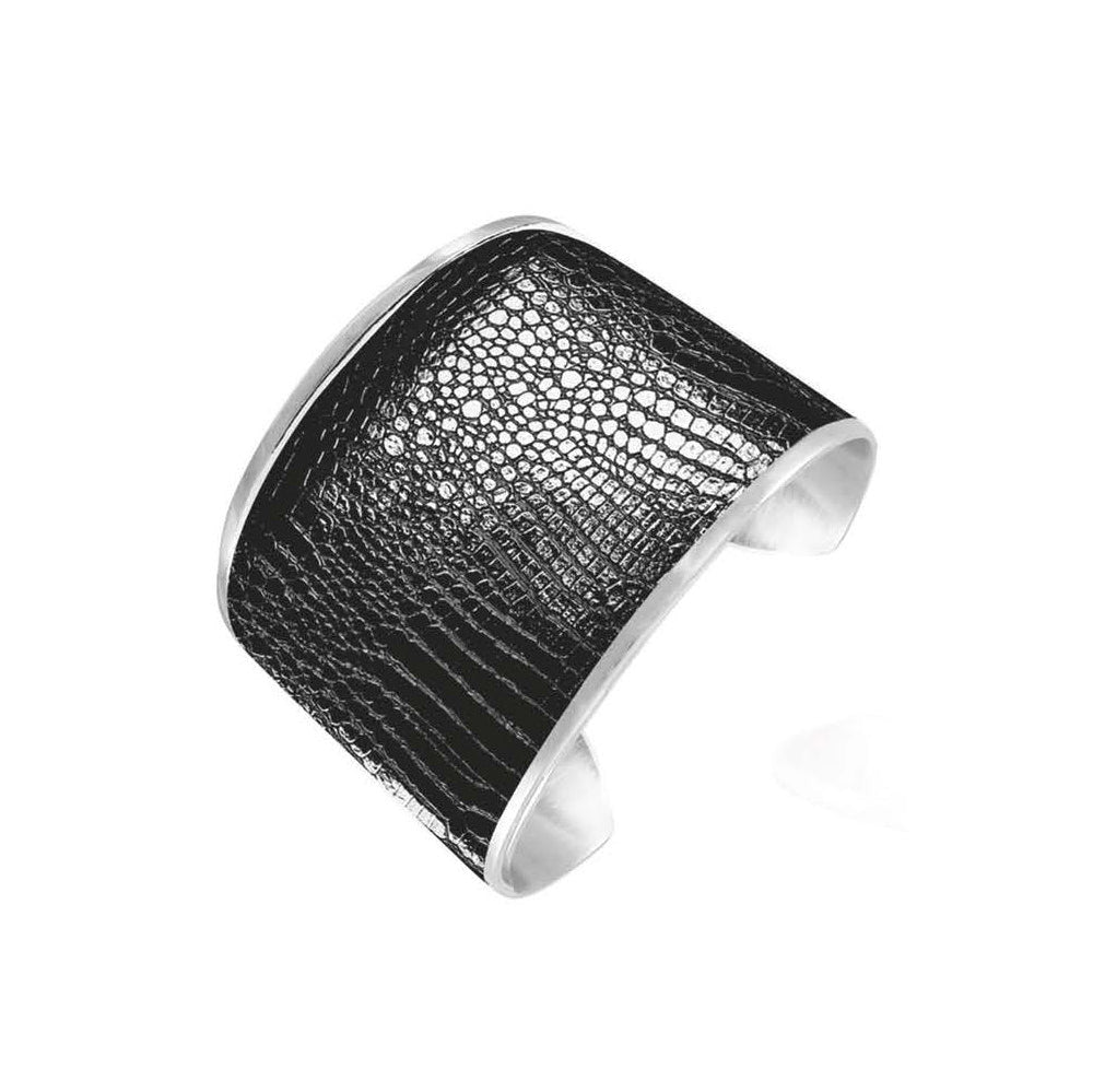 INB69B STAINLESS STEEL BANGLE W LEATHER