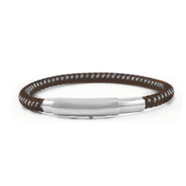 INBR122B STAINLESS STEEL BRACELET W LEATHER AAB CO..