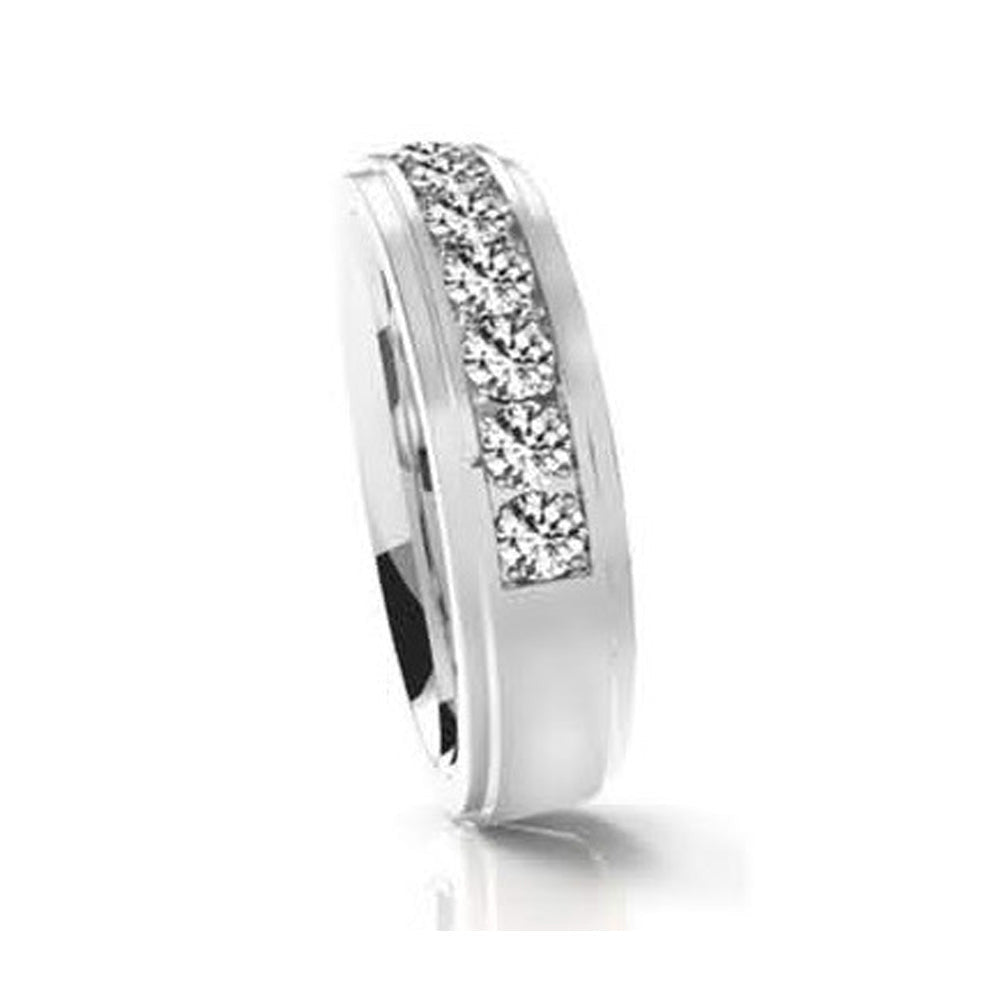 INR145A STAINLESS STEEL RING W WHITE CZ AAB CO..