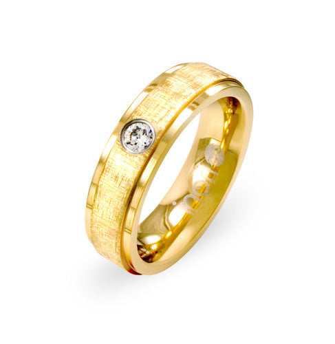 INR44B STAINLESS STEEL RING PVD  CZ AAB CO..