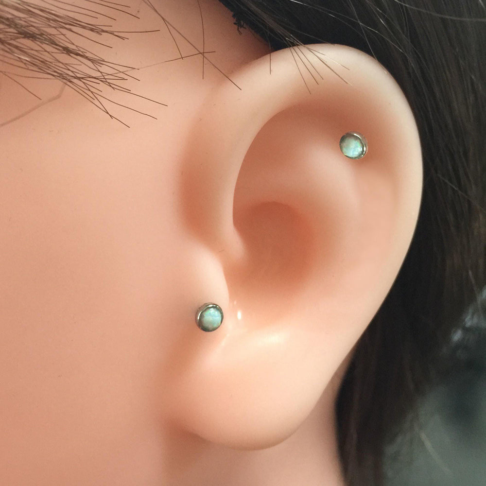 JRTH19 STAINLESS STEEL HELIX WITH OPAL DESIGN