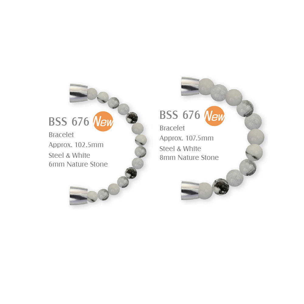 BSS676 STAINLESS STEEL HALF BRACELET