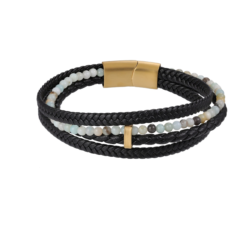 MBSS125 Faux Leather Bracelet with Stone