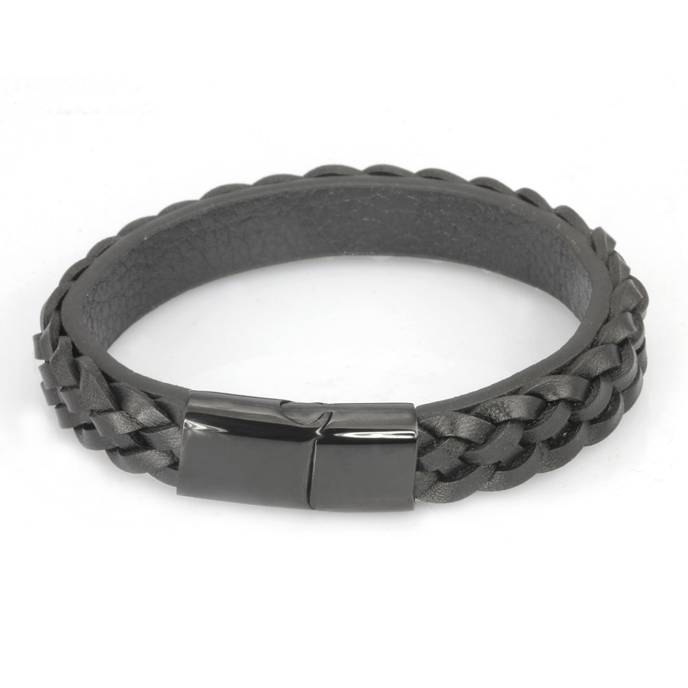 MBSS23 LEATHER BRACELET WITH STAINLESS STEEL CLOSURE AAB CO..