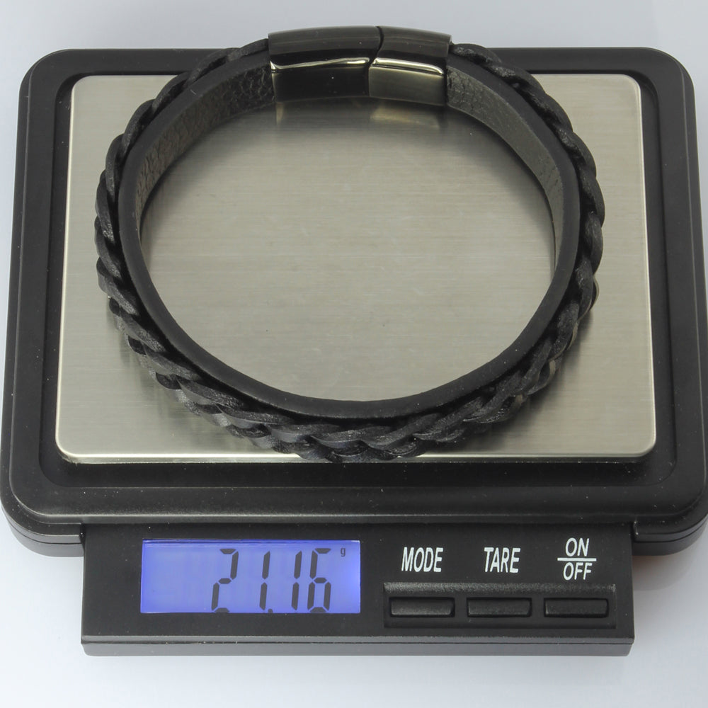MBSS23 LEATHER BRACELET WITH STAINLESS STEEL CLOSURE