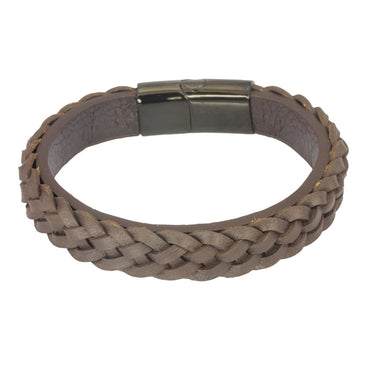 MBSS23 LEATHER BRACELET WITH STAINLESS STEEL CLOSURE AAB CO..