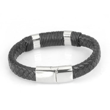 MBSS24 LEATHER BRACELET WITH STAINLESS STEEL CLOSURE AAB CO..