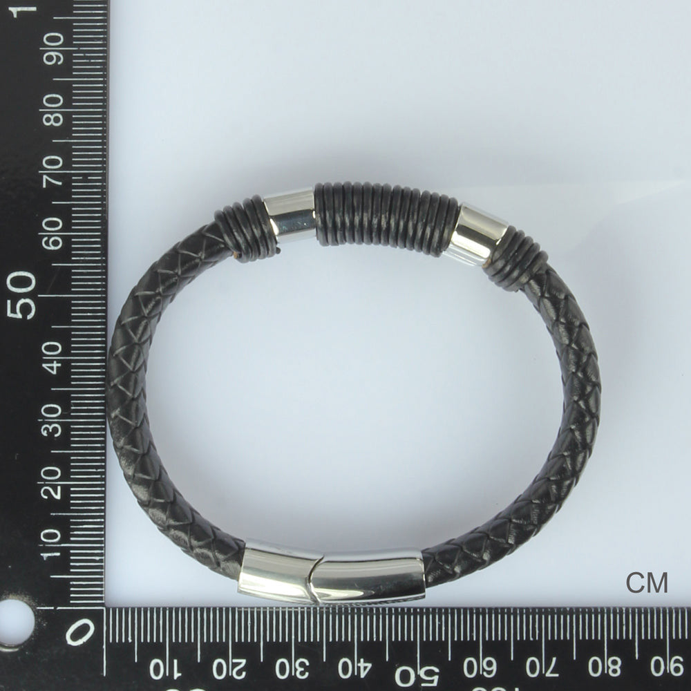 MBSS24 LEATHER BRACELET WITH STAINLESS STEEL CLOSURE AAB CO..