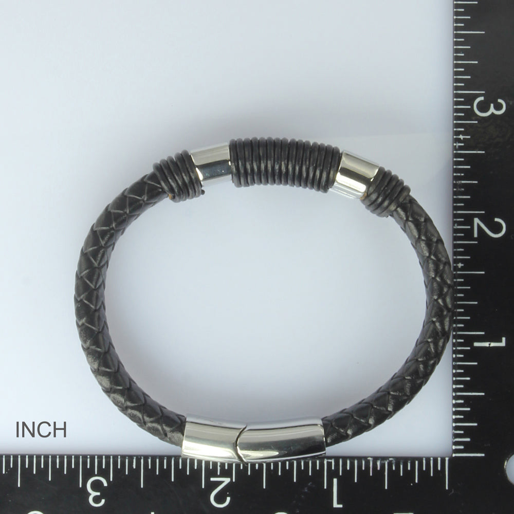 MBSS24 LEATHER BRACELET WITH STAINLESS STEEL CLOSURE AAB CO..