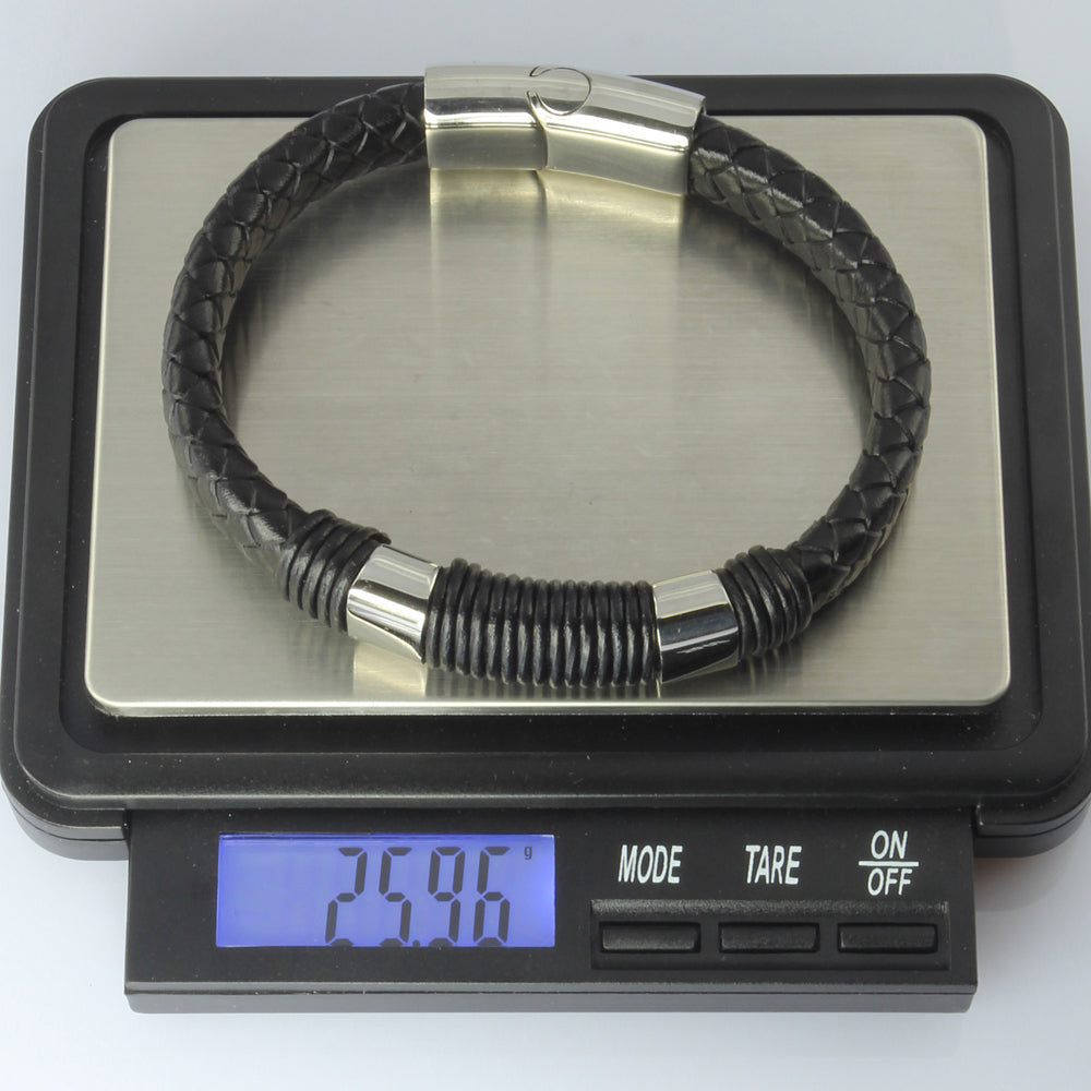 MBSS24 LEATHER BRACELET WITH STAINLESS STEEL CLOSURE AAB CO..