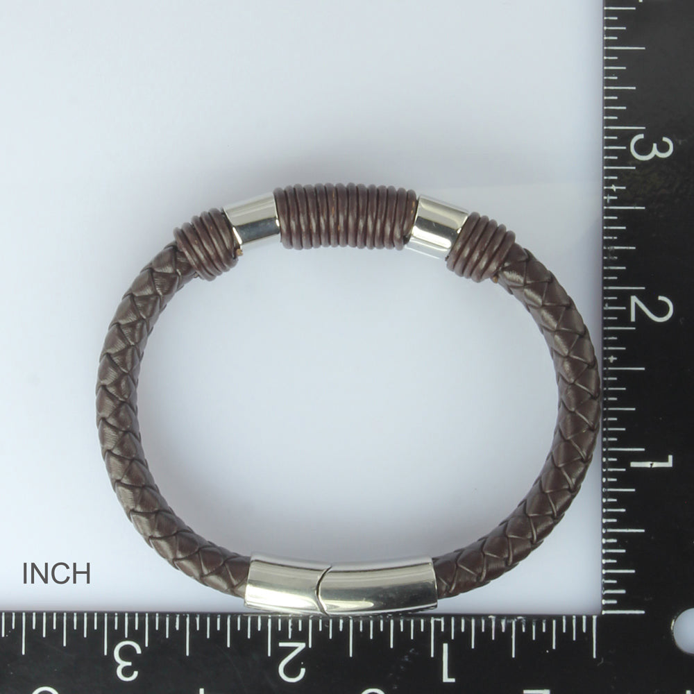 MBSS24 LEATHER BRACELET WITH STAINLESS STEEL CLOSURE AAB CO..
