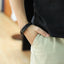 MBSS26 STAINLESS STEEL BRACELET WITH LEATHER AND ONYX