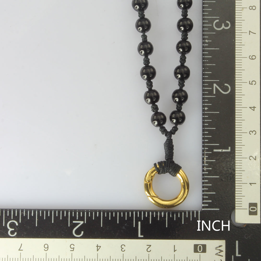MNSS11 BEAD NECKLACE WITH STAINLESS STEEL RING