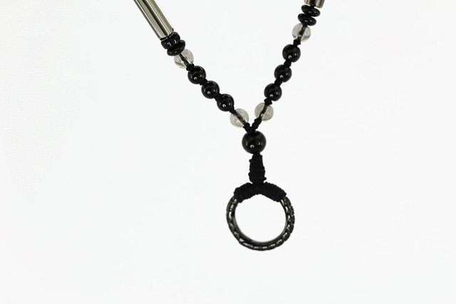 MNSS13 BEAD NECKLACE WITH STAINLESS STEEL RING AAB CO..