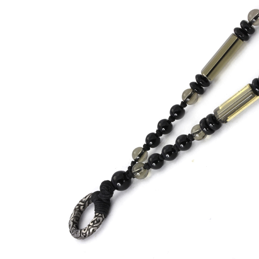 MNSS13 BEAD NECKLACE WITH STAINLESS STEEL RING AAB CO..