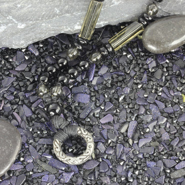 MNSS13 BEAD NECKLACE WITH STAINLESS STEEL RING AAB CO..