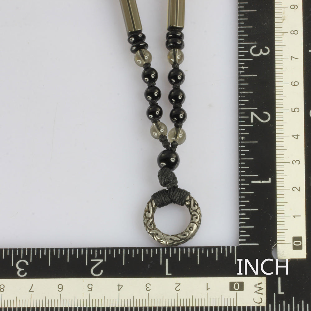 MNSS13 BEAD NECKLACE WITH STAINLESS STEEL RING AAB CO..