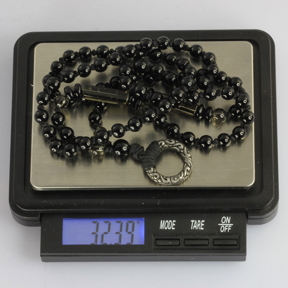 MNSS13 BEAD NECKLACE WITH STAINLESS STEEL RING AAB CO..