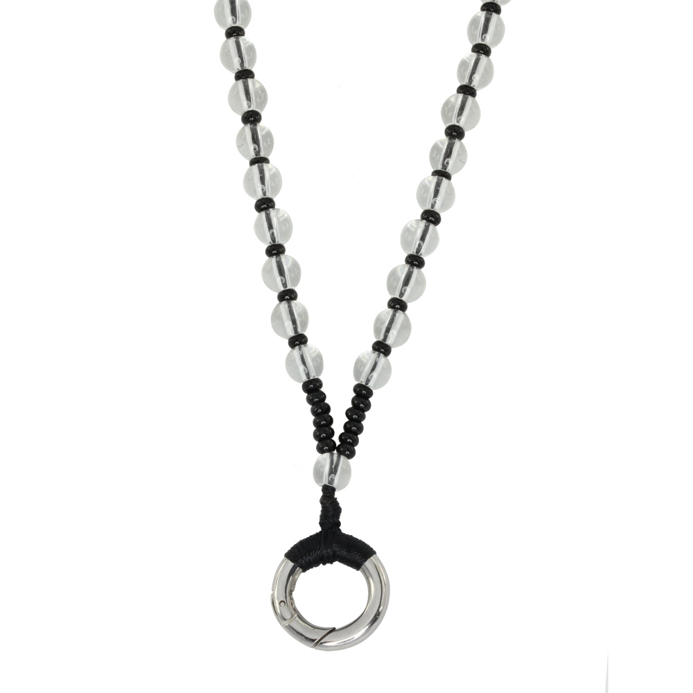 MNSS14 BEAD NECKLACE WITH STAINLESS STEEL RING AAB CO..