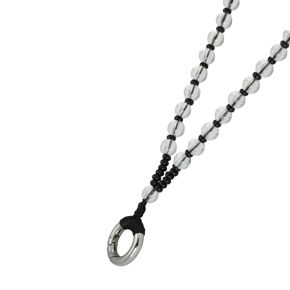 MNSS14 BEAD NECKLACE WITH STAINLESS STEEL RING