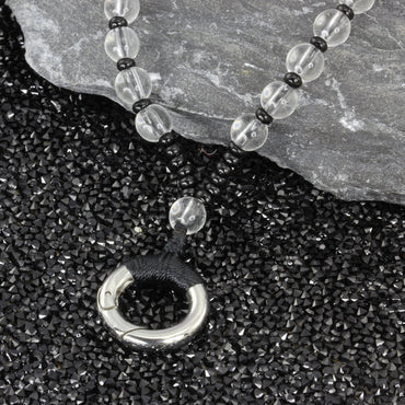 MNSS14 BEAD NECKLACE WITH STAINLESS STEEL RING AAB CO..