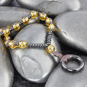 MNSS15 BEAD NECKLACE WITH STAINLESS STEEL RING AAB CO..