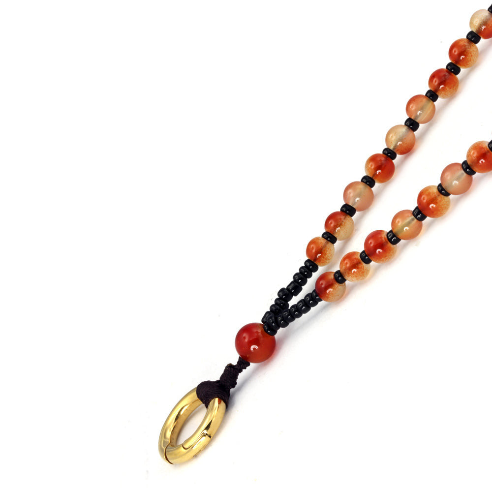 MNSS16 BEAD NECKLACE WITH STAINLESS STEEL RING AAB CO..