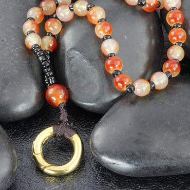 MNSS16 BEAD NECKLACE WITH STAINLESS STEEL RING AAB CO..