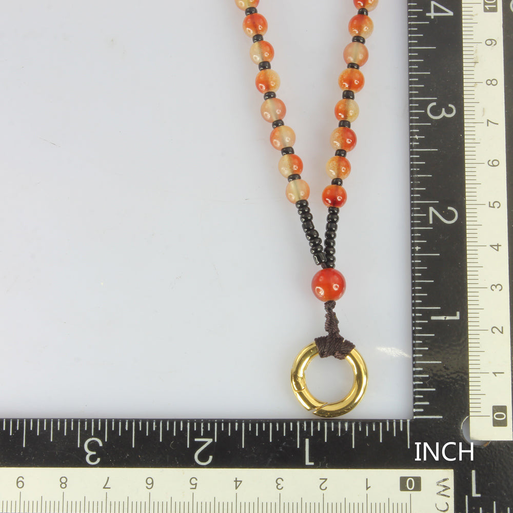 MNSS16 BEAD NECKLACE WITH STAINLESS STEEL RING AAB CO..