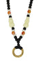MNSS17 BEAD NECKLACE WITH STAINLESS STEEL RING