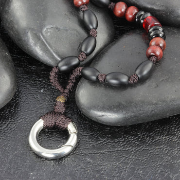 MNSS20 BEAD NECKLACE WITH STAINLESS STEEL RING AAB CO..