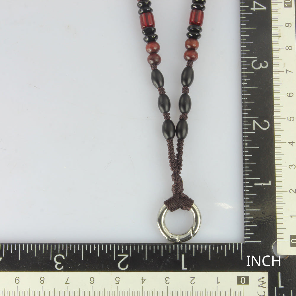 MNSS20 BEAD NECKLACE WITH STAINLESS STEEL RING AAB CO..