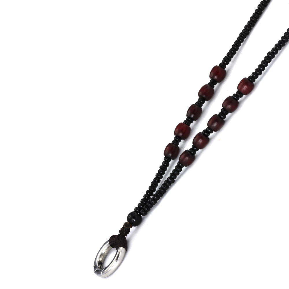 MNSS19 BEAD NECKLACE WITH STAINLESS STEEL RING AAB CO..