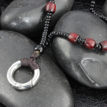 MNSS19 BEAD NECKLACE WITH STAINLESS STEEL RING AAB CO..