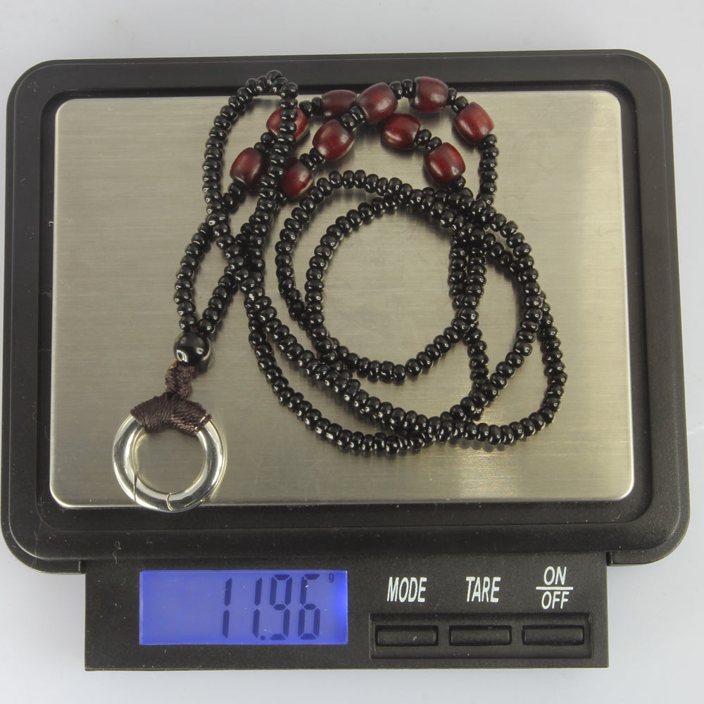 MNSS19 BEAD NECKLACE WITH STAINLESS STEEL RING AAB CO..