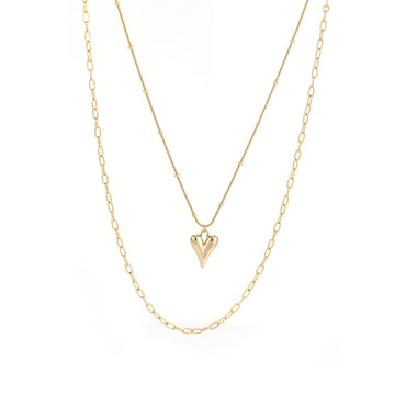 MNSS26 STAINLESS STEEL MULTI CHAIN NECKLACE WITH HEART AAB CO..