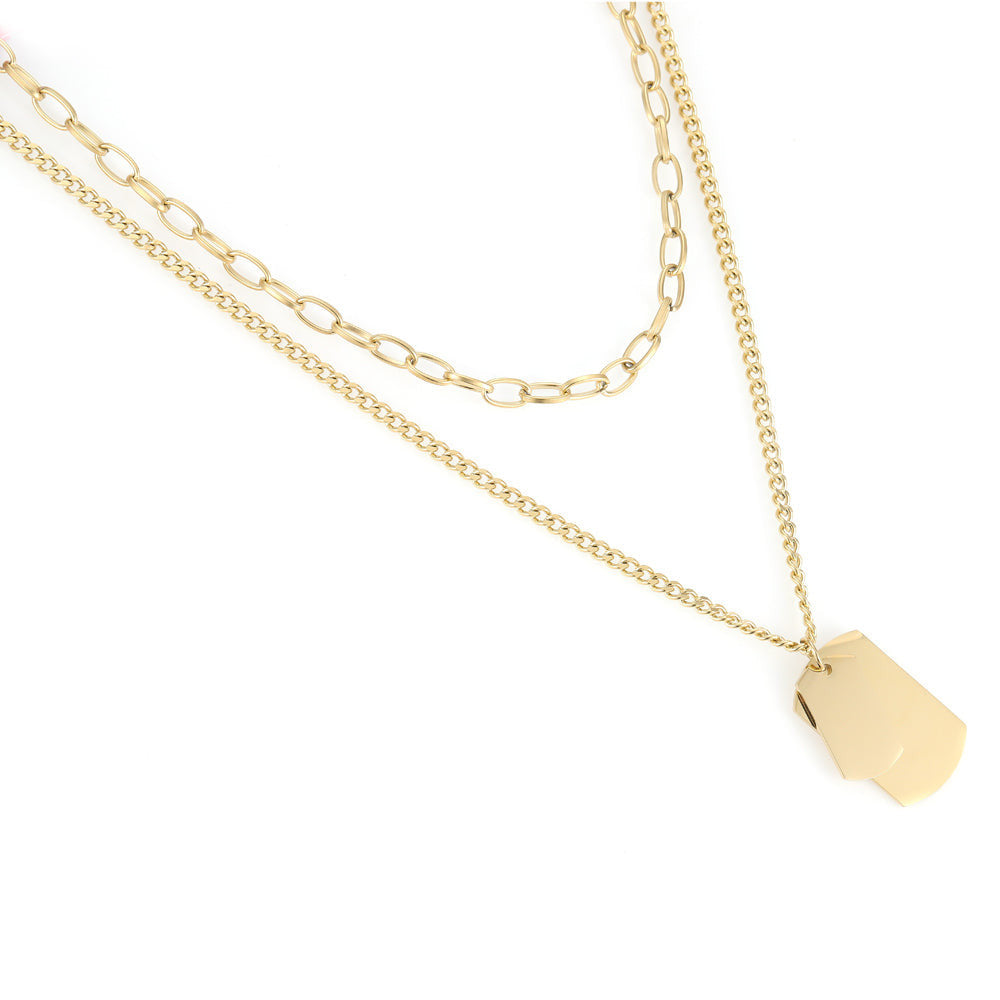 MNSS27 STAINLESS STEEL MULTI CHAIN NECKLACE WITH DOG TAG AAB CO..