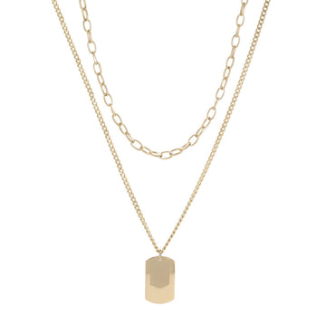 MNSS27 STAINLESS STEEL MULTI CHAIN NECKLACE WITH DOG TAG AAB CO..