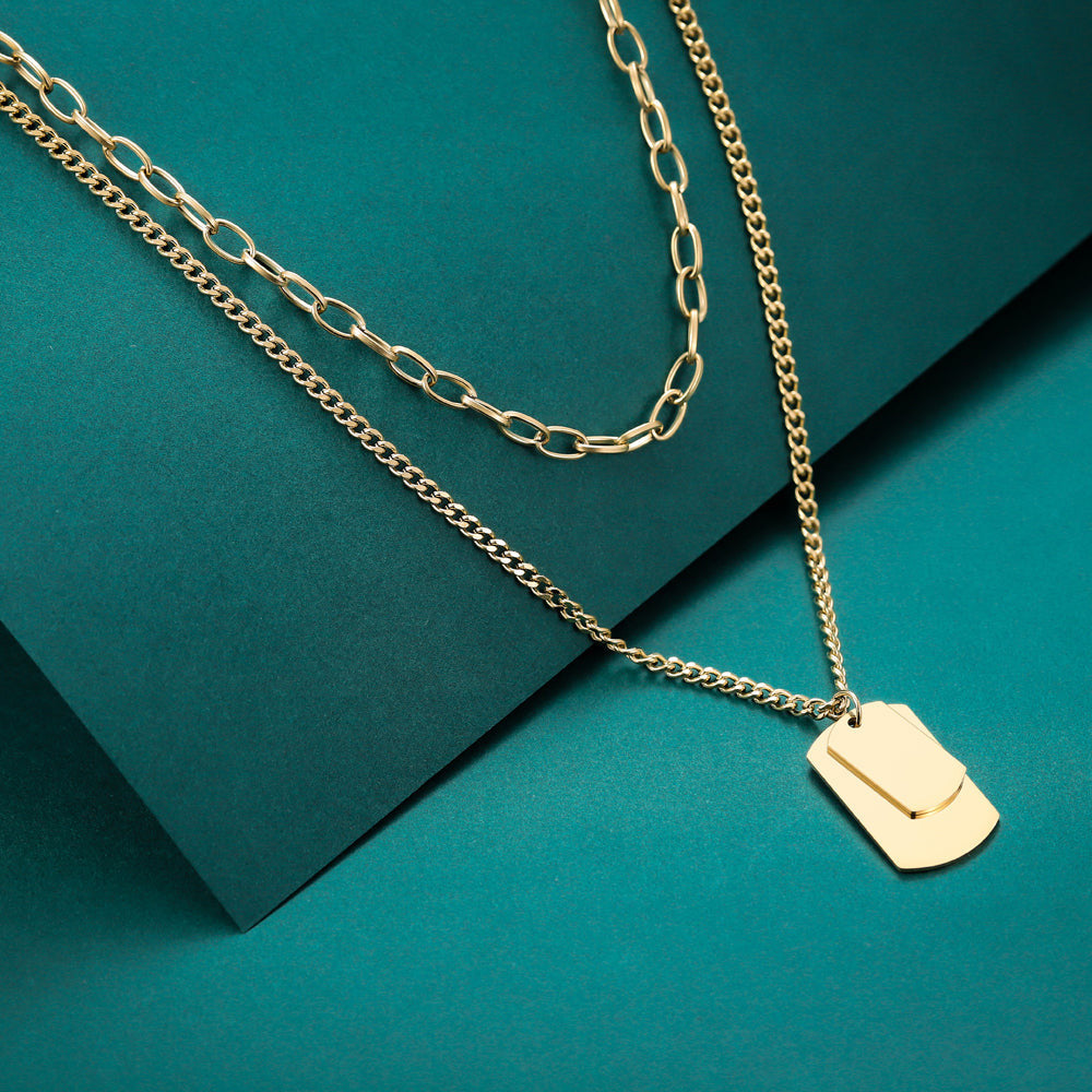 MNSS27 STAINLESS STEEL MULTI CHAIN NECKLACE WITH DOG TAG AAB CO..