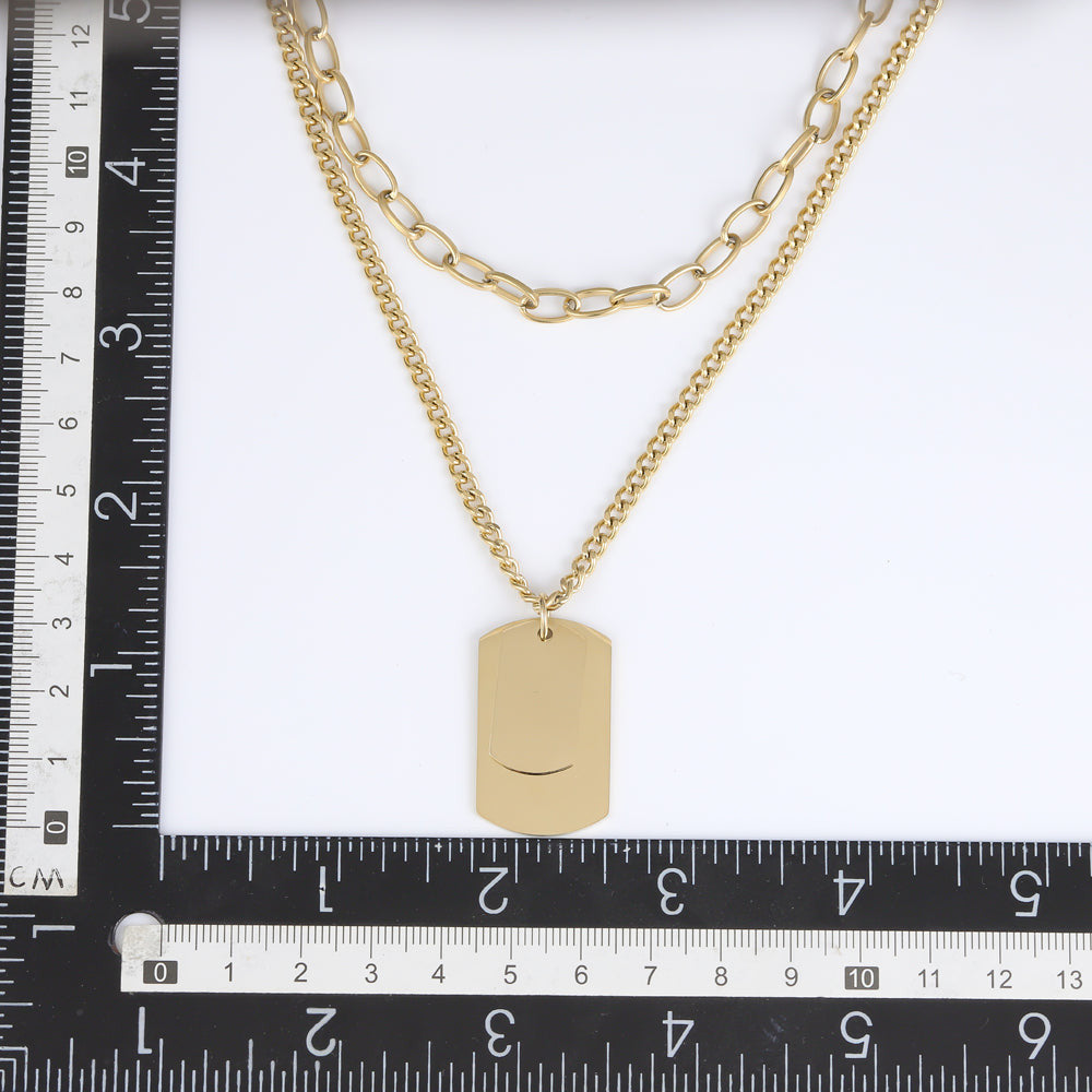 MNSS27 STAINLESS STEEL MULTI CHAIN NECKLACE WITH DOG TAG AAB CO..